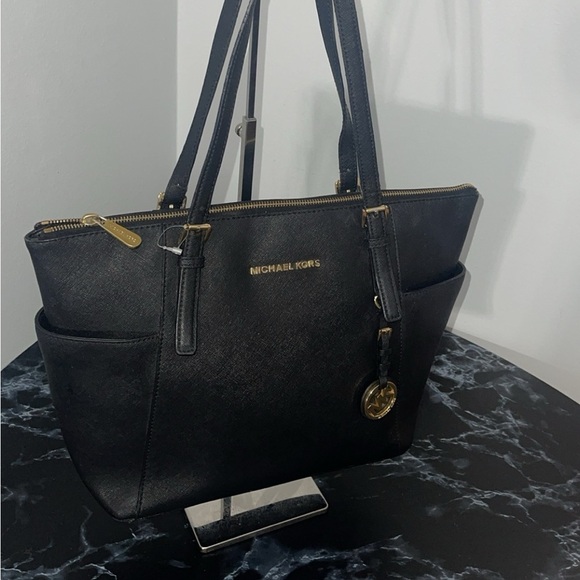 MICHAEL Michael Kors Handbags - MICHAEL Michael Kors Jet Set East-West Leather Black Tote Bag AUTHENTIC